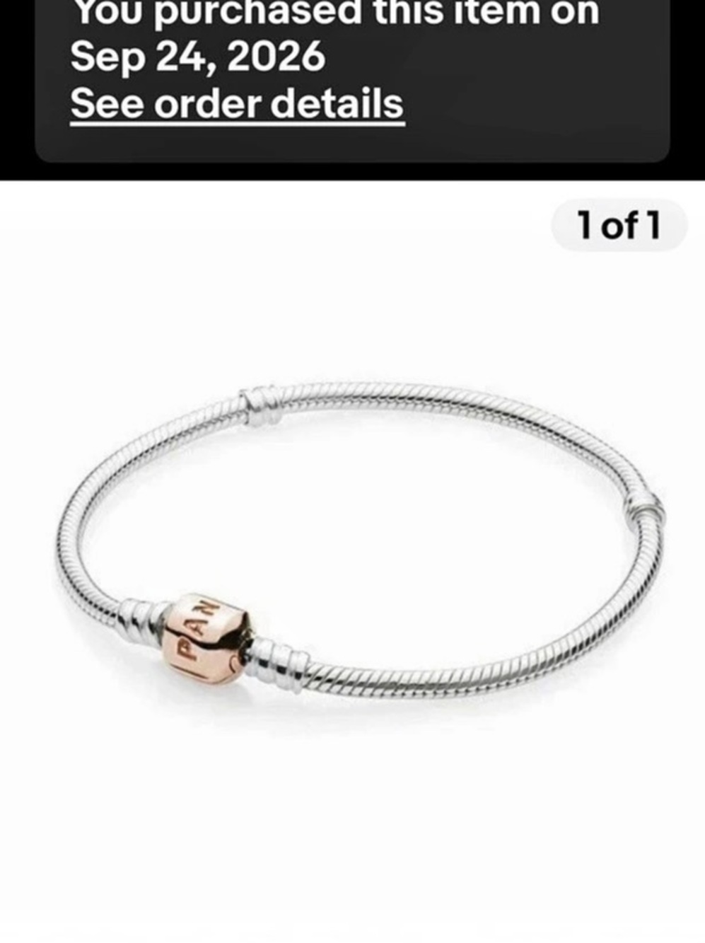Pandora Silver Bracelet with Rose Gold Clasp